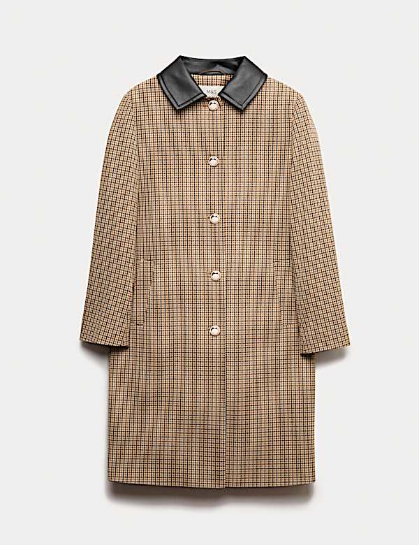 Checked Collared Car Coat - US