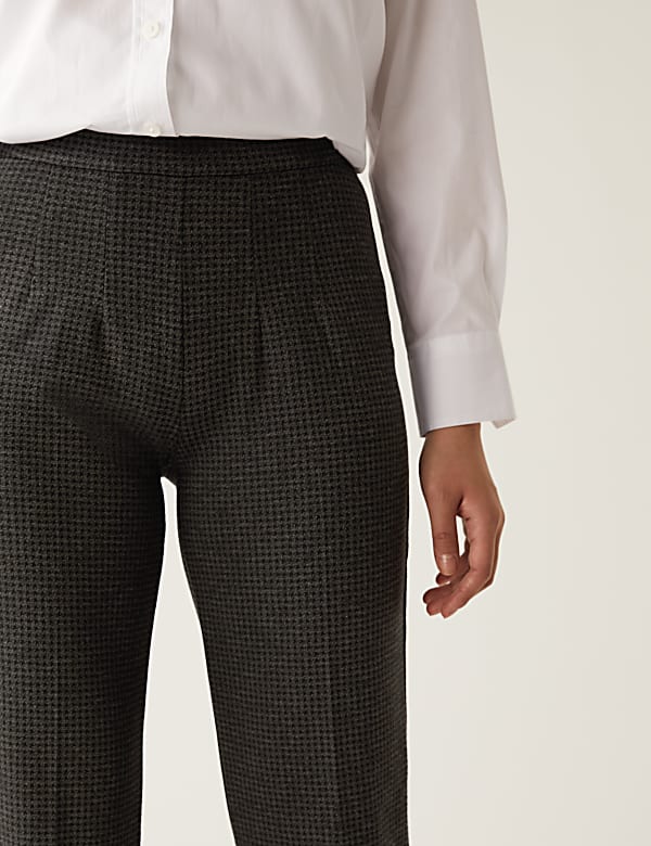 Jersey Houndstooth Straight Leg Trousers