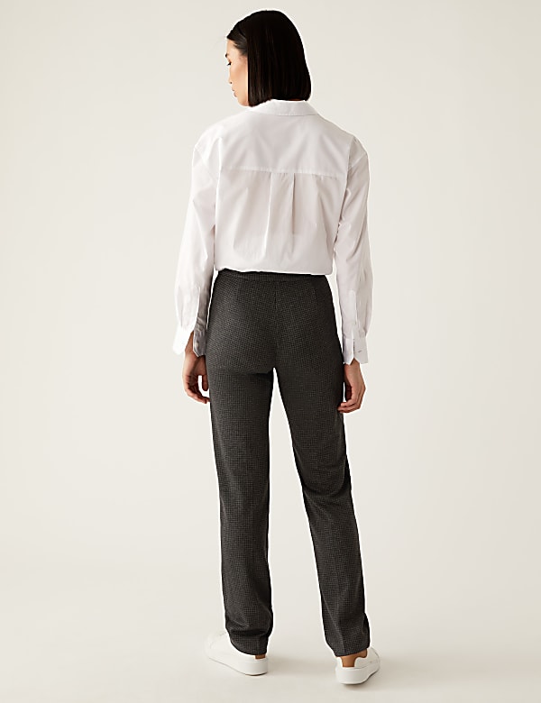 Jersey Houndstooth Straight Leg Trousers