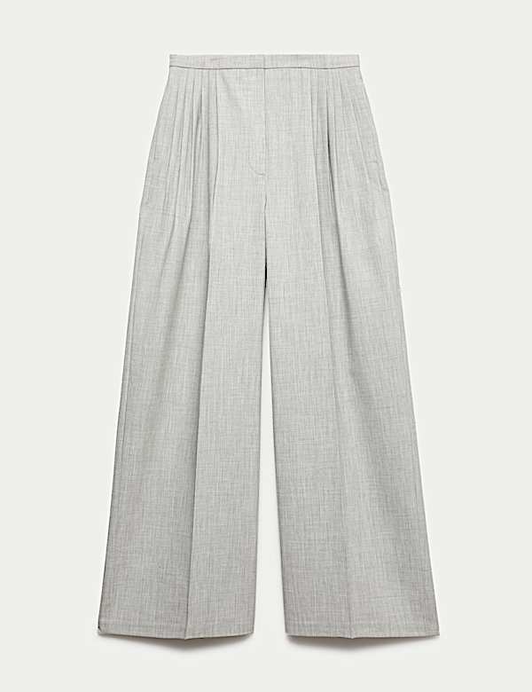 Pleat Front Wide Leg Palazzo Trousers - NO
