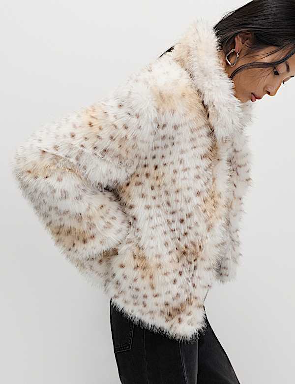 Snow Leopard Faux Fur Short Jacket - IL