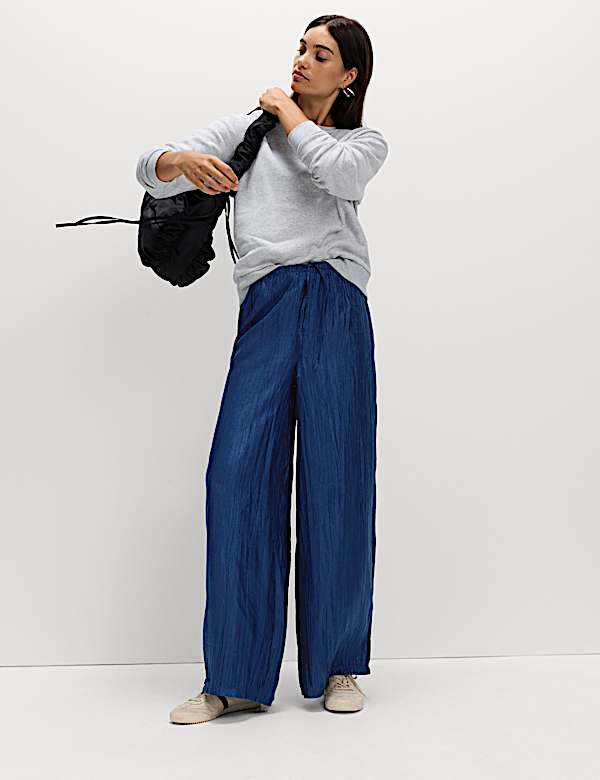 Lyocell Rich Crinkle Wide Leg Trousers