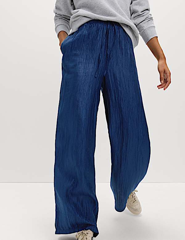 Lyocell Rich Crinkle Wide Leg Trousers