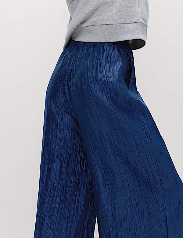Lyocell Rich Crinkle Wide Leg Trousers