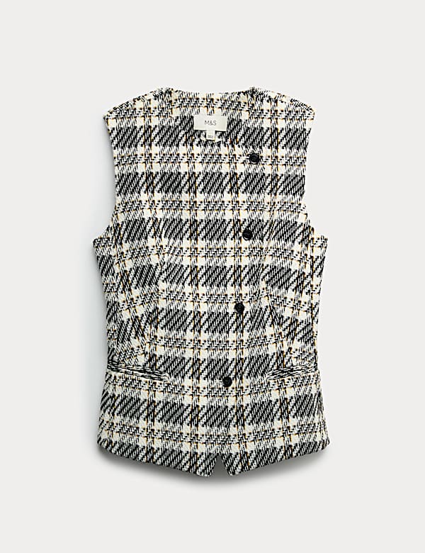 Tailored Checked Asymmetric Single Breasted Waistcoat - AT