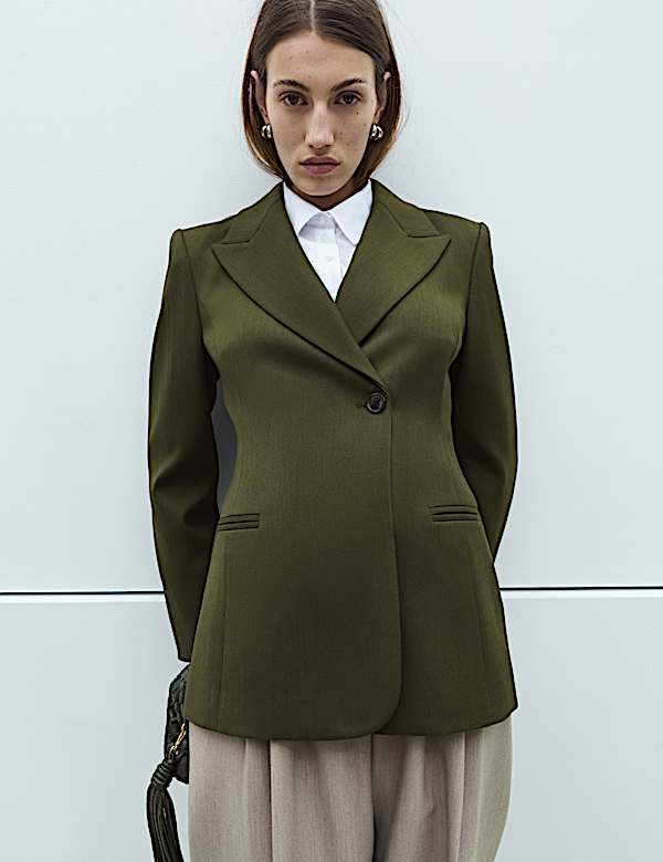 Długa taliowana marynarka asymetryczna - PL