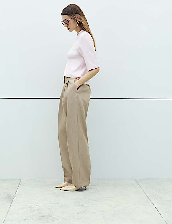 Pleat Front Carrot Leg Trousers - CA