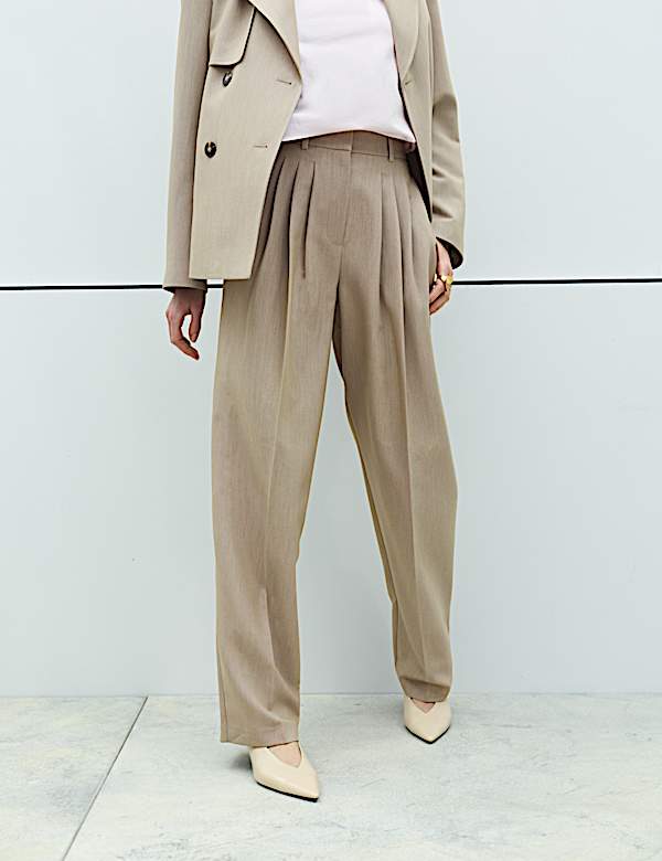 Pleat Front Carrot Leg Trousers - CA