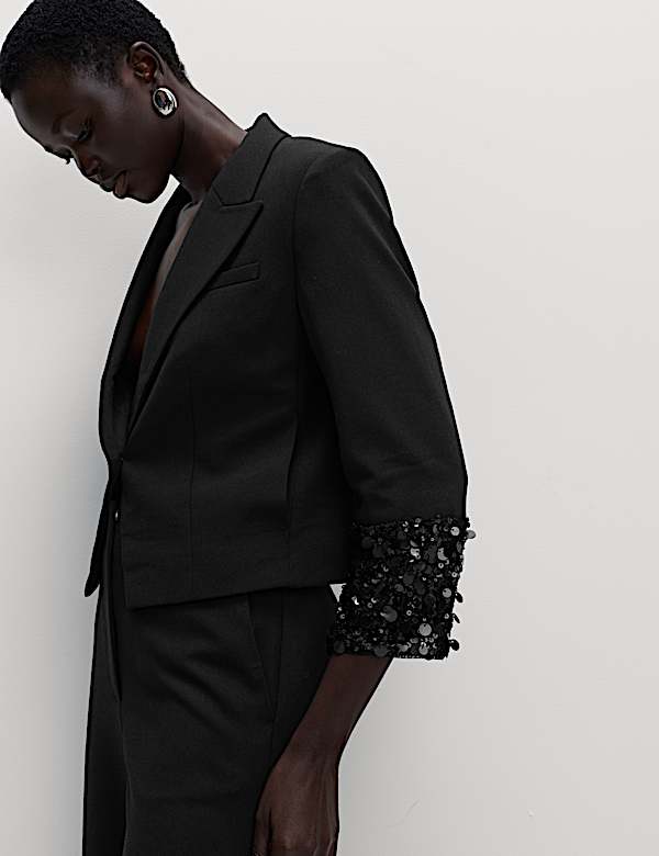 Sequin Cropped Blazer - KR