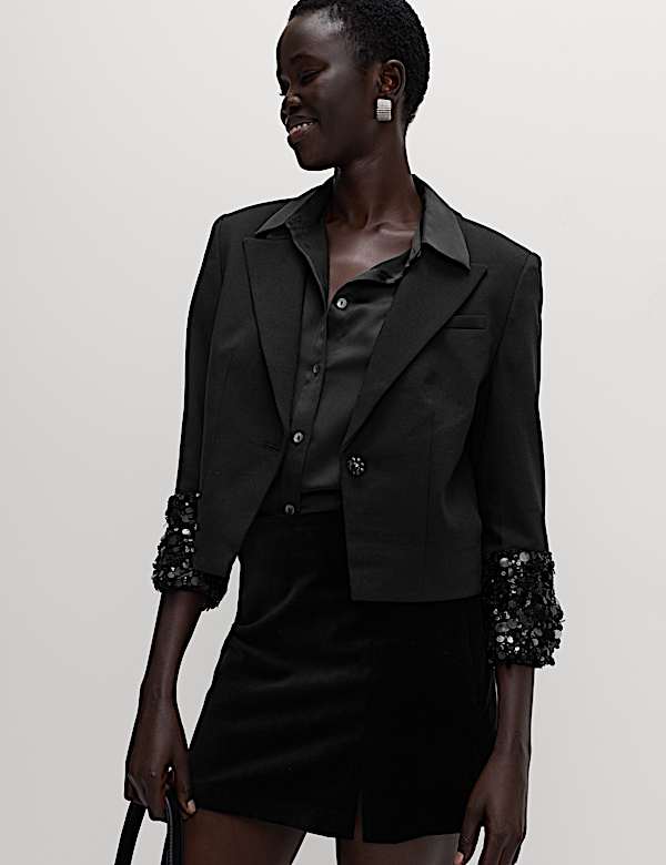 Sequin Cropped Blazer - KR