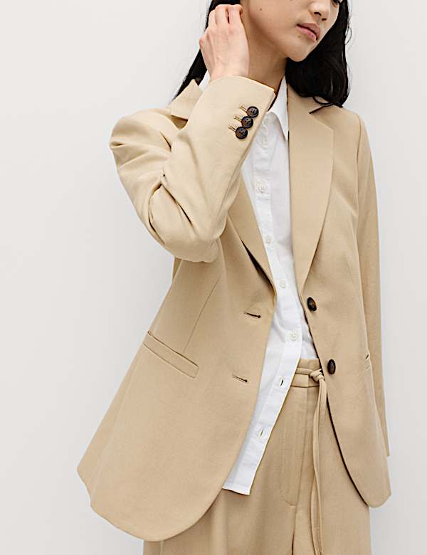 Lyocell Rich Single Breasted Blazer with Linen