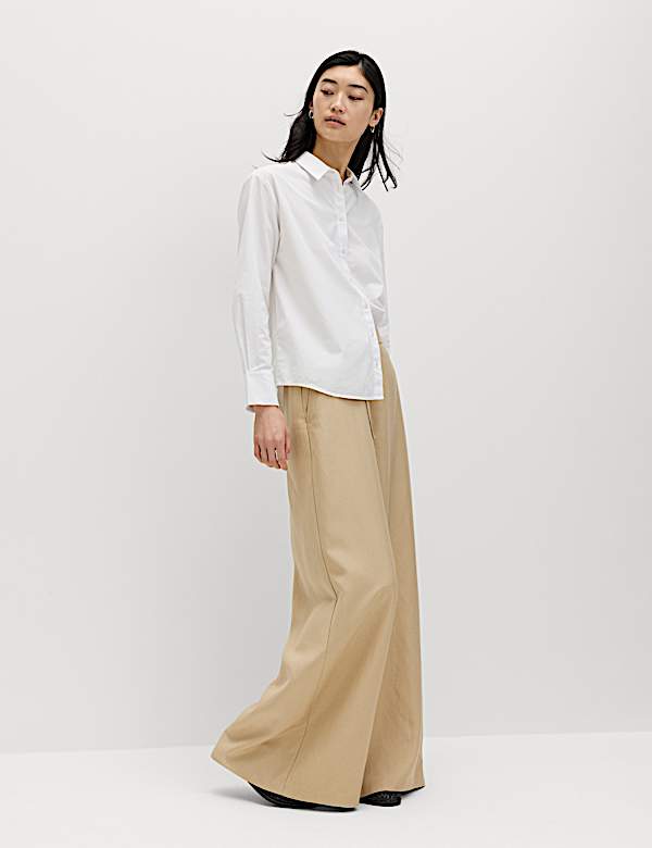 Lyocell Rich Palazzo Trousers with Linen - EE