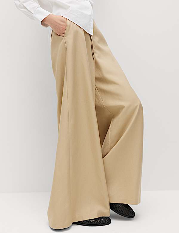 Lyocell Rich Palazzo Trousers with Linen - EE