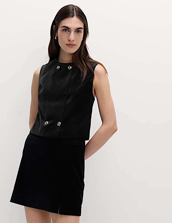 Velvet Cotton Rich Double Breasted Waistcoat - LU