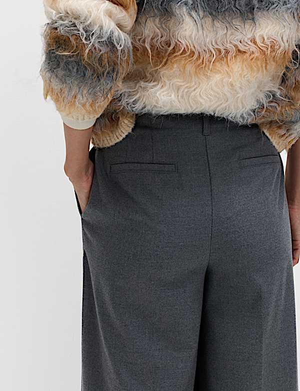 Flannel Wide Leg Trousers - US