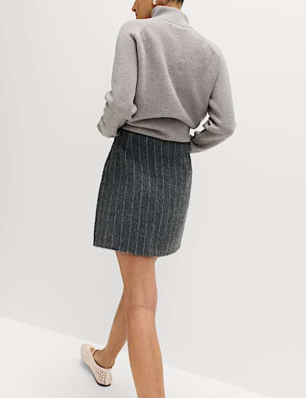Brushed Pinstripe Mini A-Line Skirt - BG