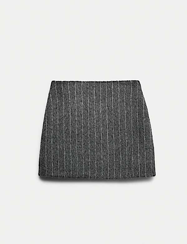 Brushed Pinstripe Mini A-Line Skirt - BG