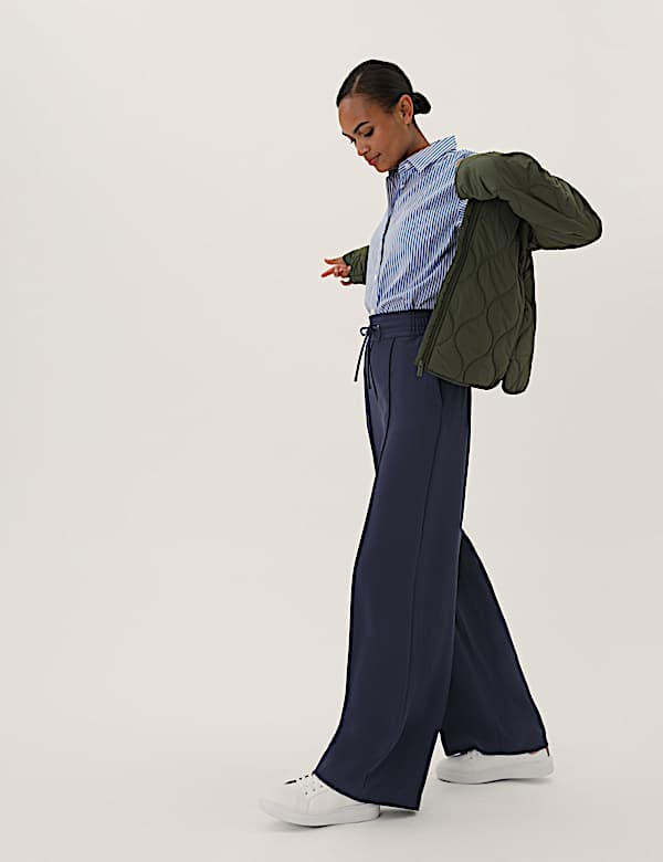 Crepe Drawstring Wide Leg Trousers