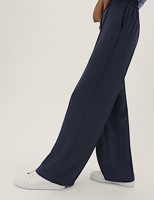 Crepe Drawstring Wide Leg Trousers