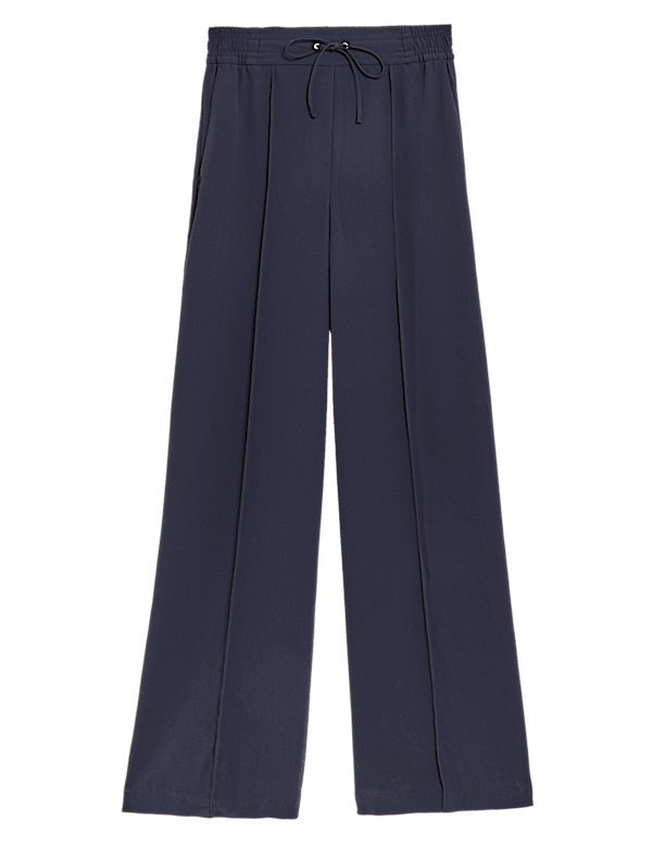 Crepe Drawstring Wide Leg Trousers