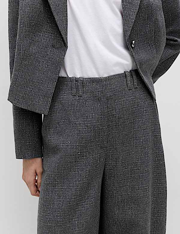 Metallic Lurex Barrel Leg Trousers