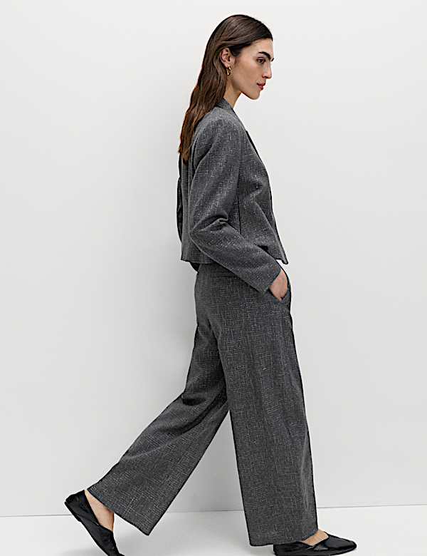 Metallic Lurex Barrel Leg Trousers