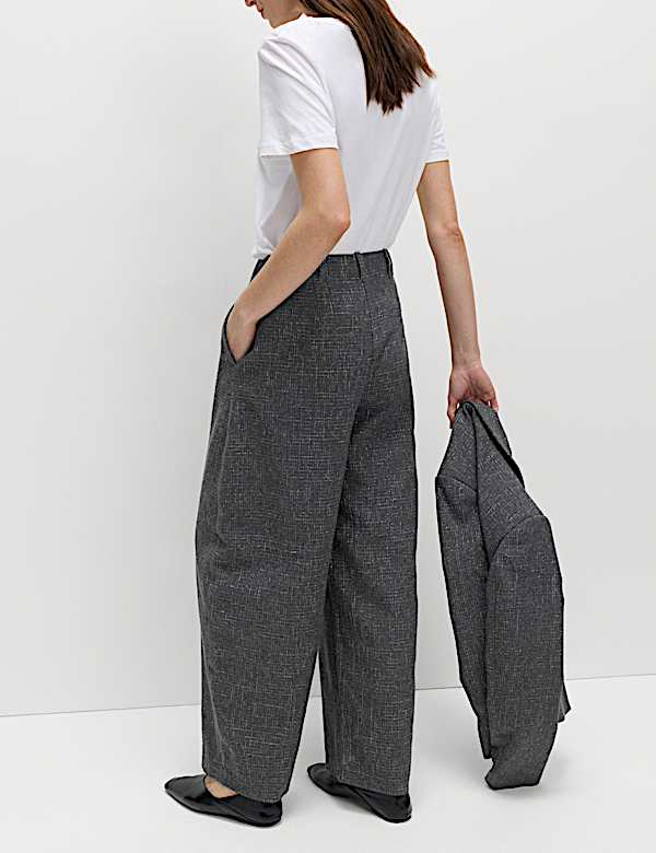 Metallic Lurex Barrel Leg Trousers