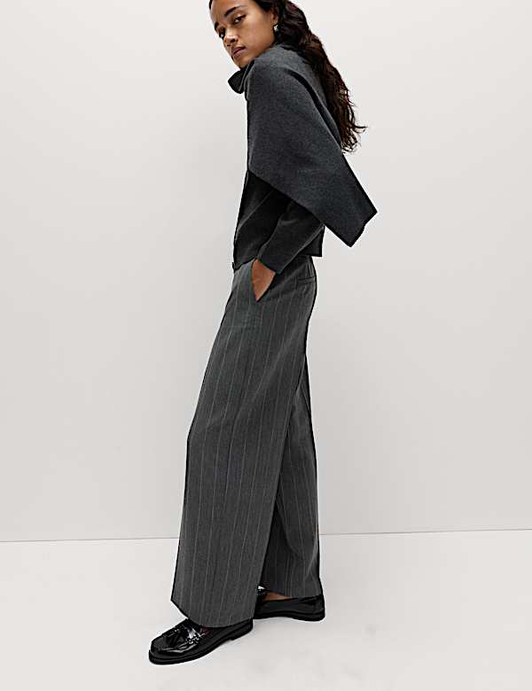 Pantalones de franela de pernera ancha de raya diplomática - ES