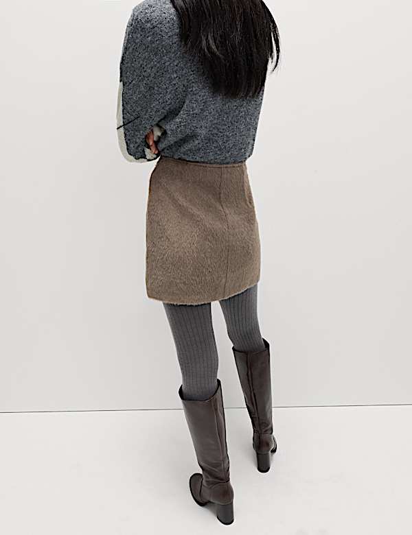 Brushed Mini Wrap Skirt with Wool - AT