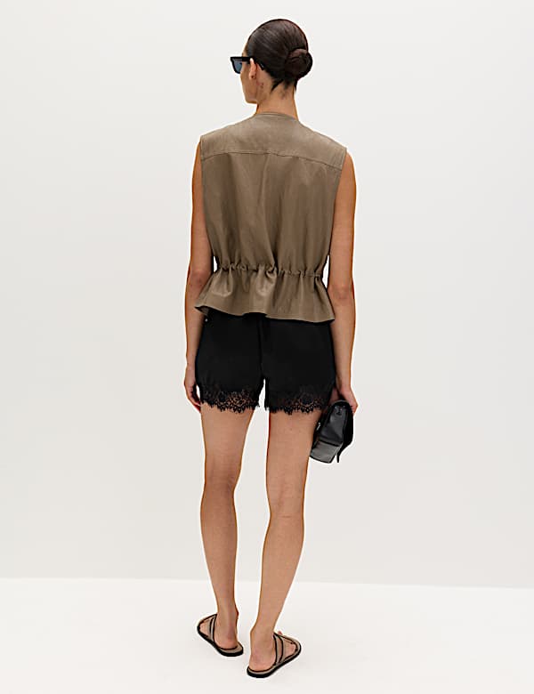 Satin Lace Trim Shorts