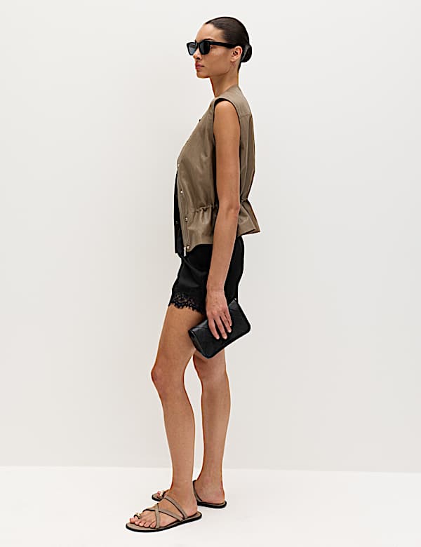 Satin Lace Trim Shorts