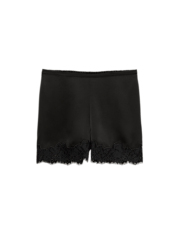 Satin Lace Trim Shorts