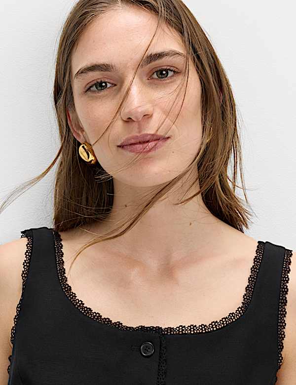 Gilet de costume en lyocell avec lin &agrave; bordure en dentelle - BE