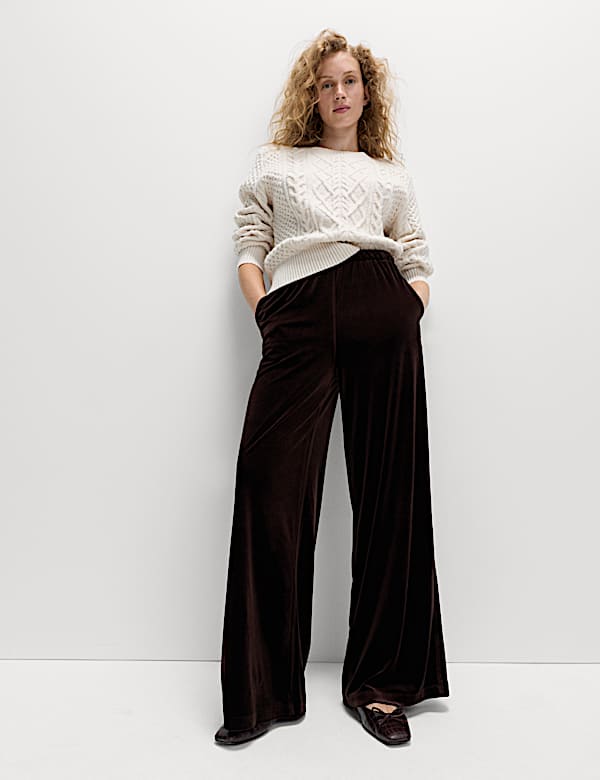 Fluid Velvet Wide Leg Trousers - LV
