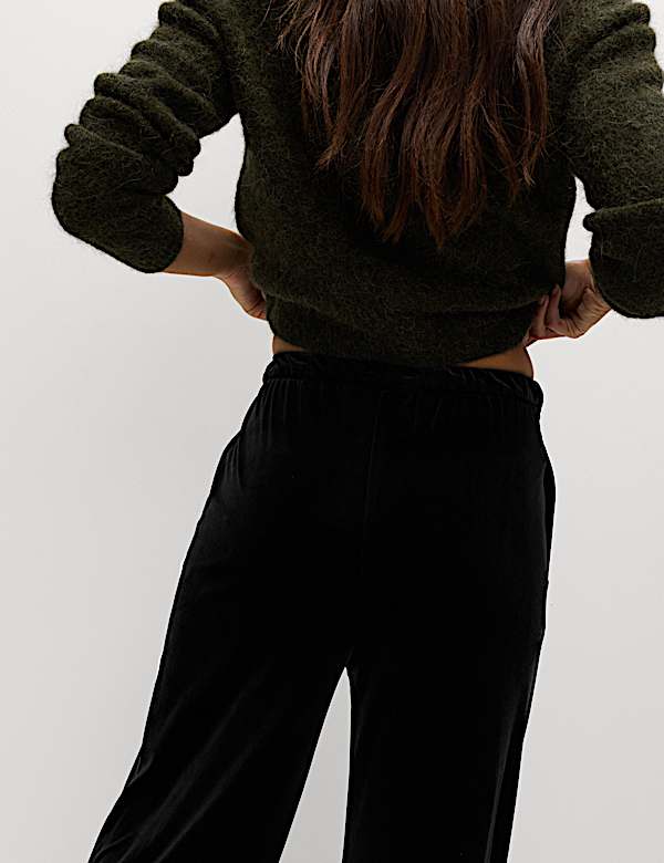 Fluid Velvet Wide Leg Trousers - AL
