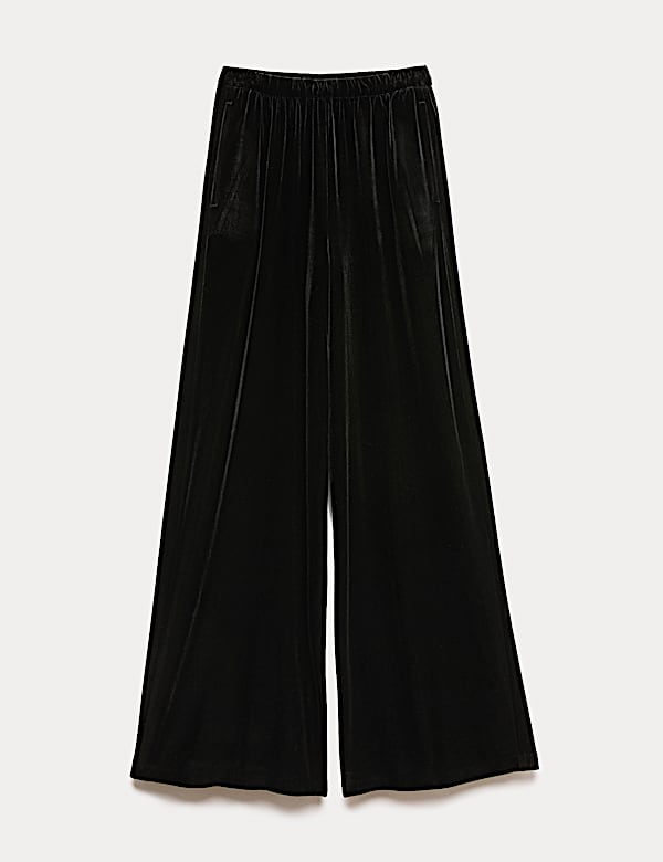 Fluid Velvet Wide Leg Trousers - AL