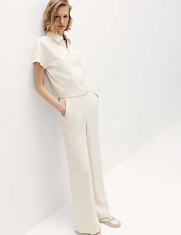 Textured Straight Leg Trousers