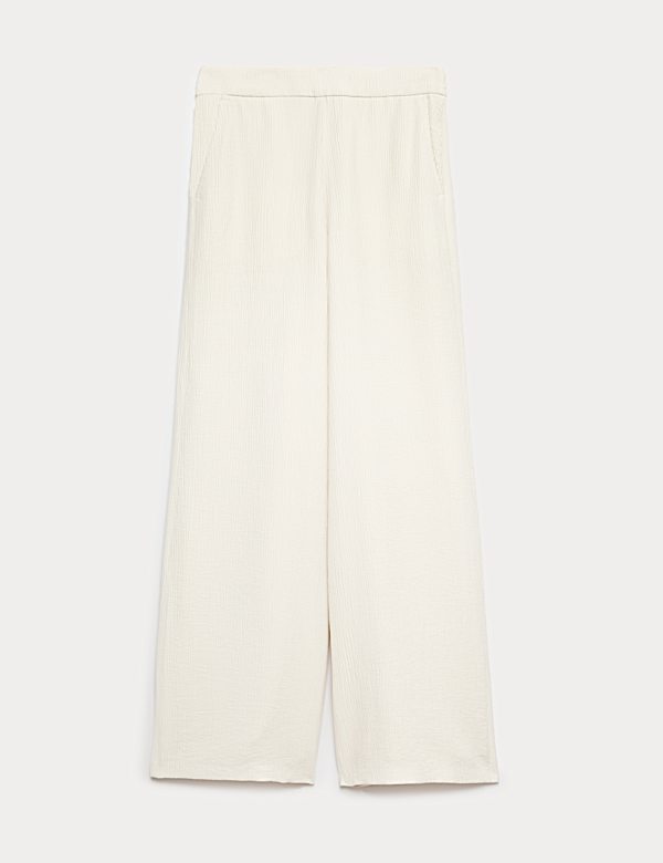 Textured Straight Leg Trousers - US