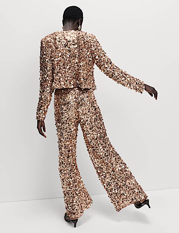 מכנסי פאייטים בגזרת רגל רחבה - IL