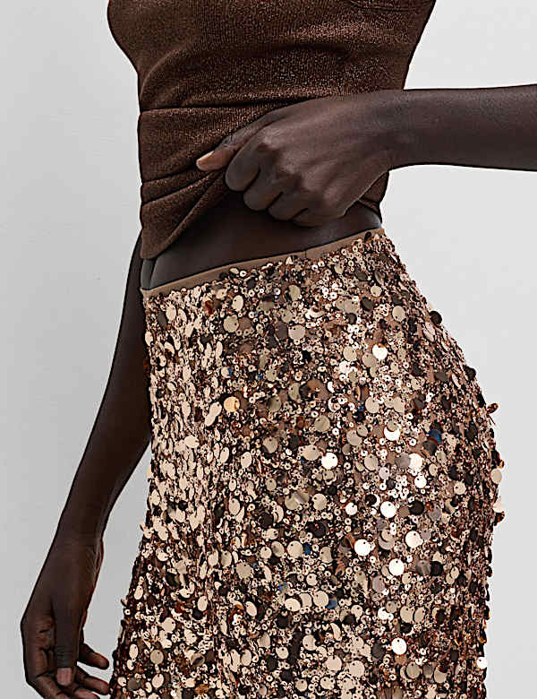 מכנסי פאייטים בגזרת רגל רחבה - IL