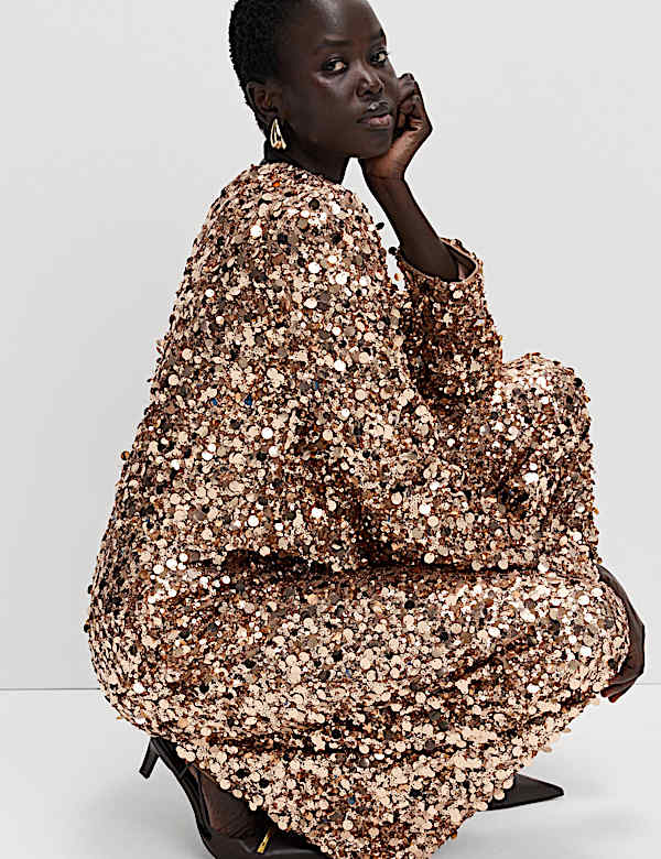 מכנסי פאייטים בגזרת רגל רחבה - IL