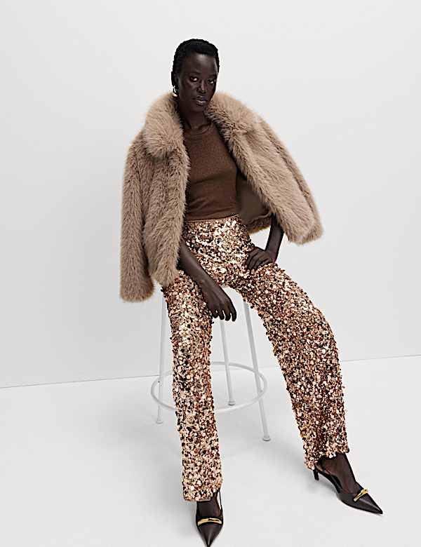 מכנסי פאייטים בגזרת רגל רחבה - IL