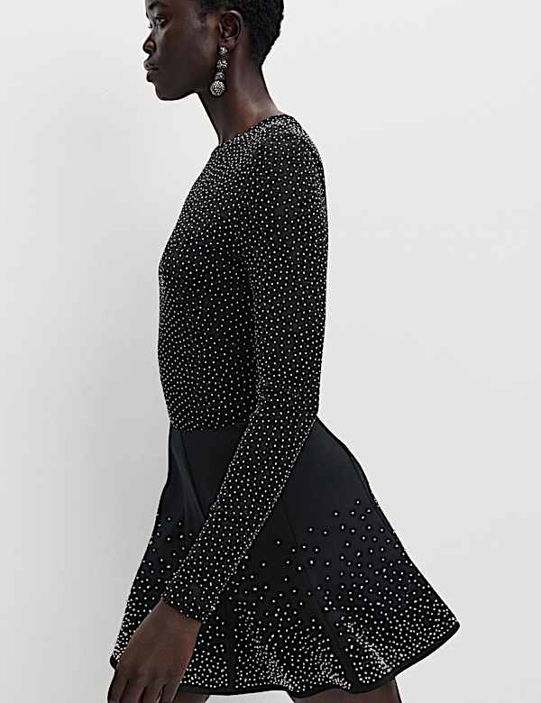 Minifalda skater con adornos diseminados - US