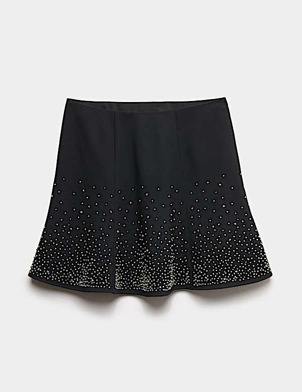 Minifalda skater con adornos diseminados - US
