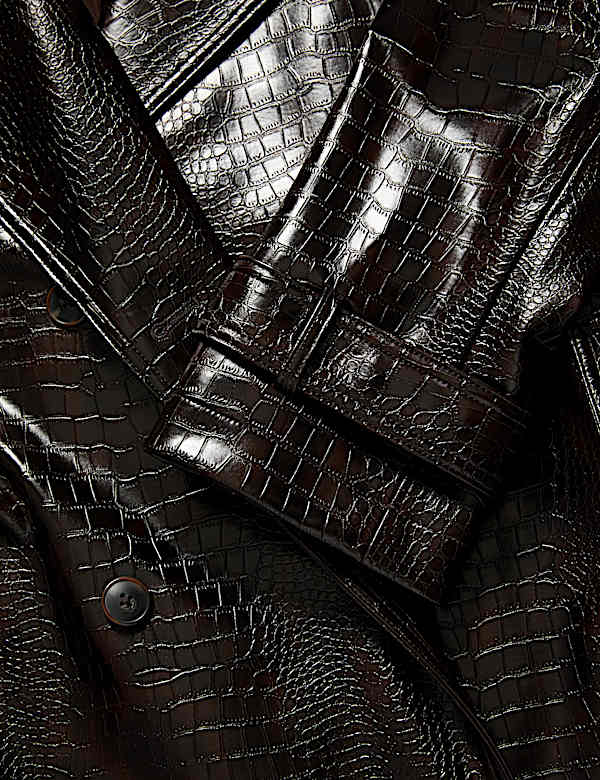 Textured Belted Longline Trench Coat