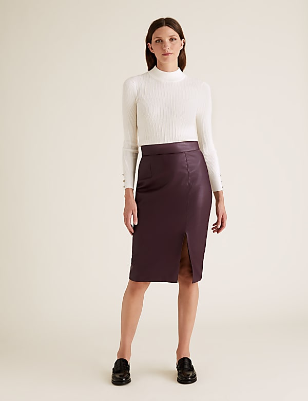Faux leather pencil skirt nz online