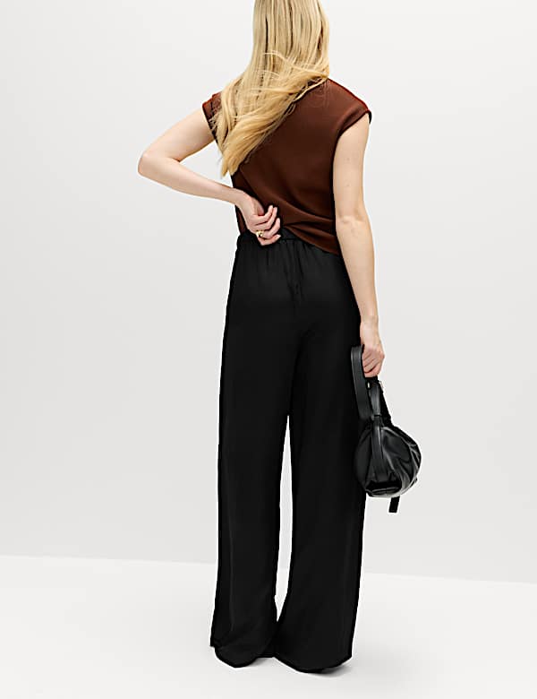 Satin Wide Leg Trousers - NZ