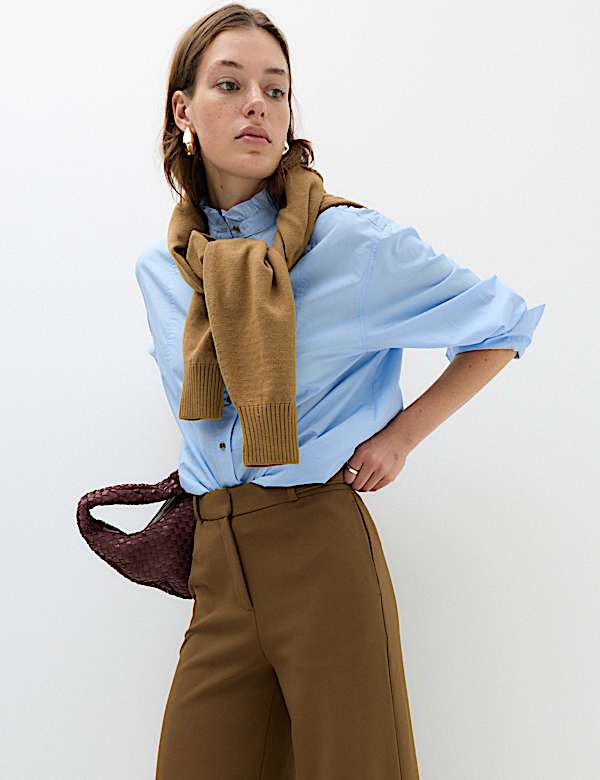 Tailored Side Tab Wide Leg Trousers