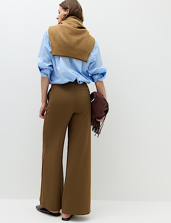 Tailored Side Tab Wide Leg Trousers