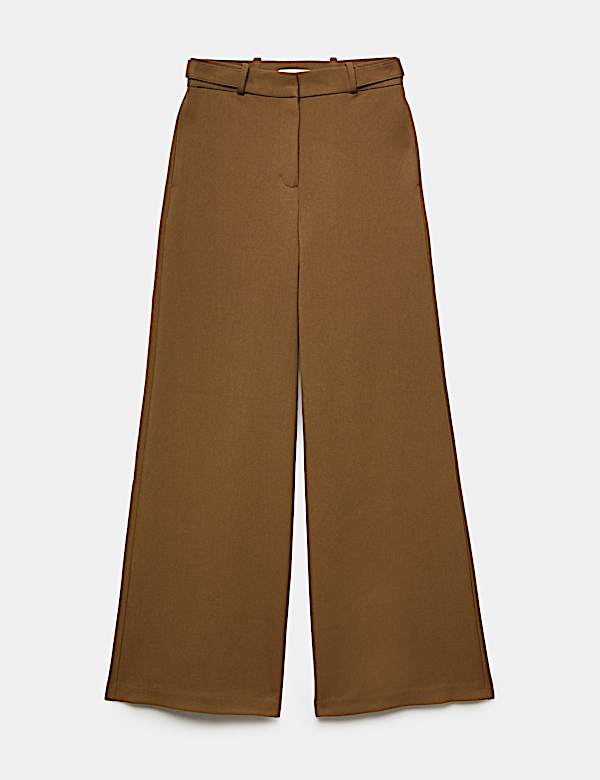 Tailored Side Tab Wide Leg Trousers